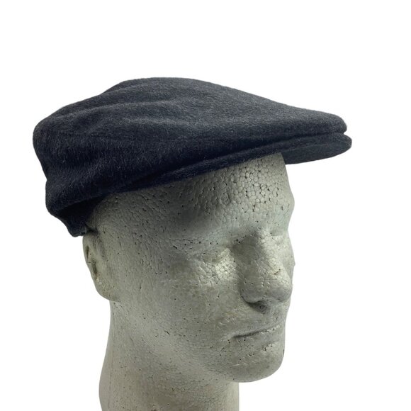Tiroler Loden 100% Wool Insulated Flat Cap Ear Flap Men Medium Lands End Black - Picture 1 of 7